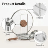 Stainless Steel Pot Lid Rack Detachable Pan Cover Shelf Kitchen Multifunctional Spatula Holder Spoon Stand Kitchen Accessories