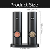 Electric Automatic Mill Pepper and Salt Grinder with Base Set Battery Powered with LED Light Adjustable Coarseness Kitchen Tool