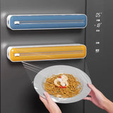 2 in 1 Food Film Dispenser Wrap Dispenser with Cutter Storage Box Aluminum Foil Stretch Film Cutter Wall Shelf Kitchen Organizer