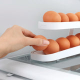1Pc Automatic Scrolling Egg Rack Holder Storage Box Egg Basket Container Organizer Rolldown Refrigerator Egg Dispenser for Kitch
