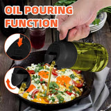 470 ML Oil Sprayer for Cooking, 2-In-1 Olive Oil Dispenser and Oil Bottle with Stickers, Thick Glass Spray Bottle