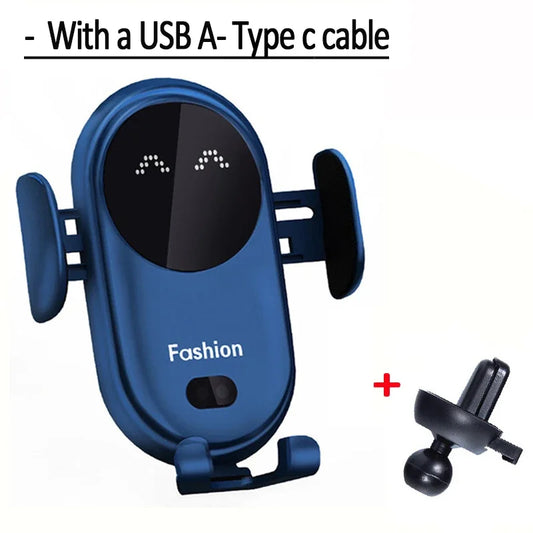 Fashion Qi Fast Wireless Charger Car Phone Holder Smart Infrared Sensor Air Vent Mount Automatic Clamping Mobile Phone Stand S11