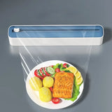 2 in 1 Food Film Dispenser Wrap Dispenser with Cutter Storage Box Aluminum Foil Stretch Film Cutter Wall Shelf Kitchen Organizer
