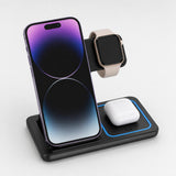 Estación de Carga Inalámbrica Plegable 3 en 1 para Móvil, Reloj y Auriculares