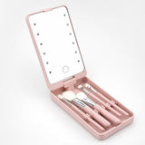Espejo de Maquillaje LED Plegable 360° con Set de Brochas