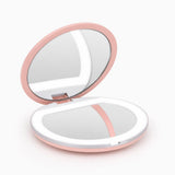 Espejo de Bolsillo con Luz LED y Doble Aumento 1X/3X